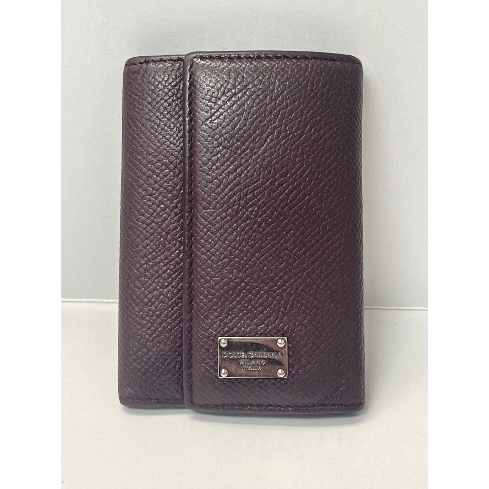 Dolce & Gabbana Burgundy Leather Key Holder Wallet